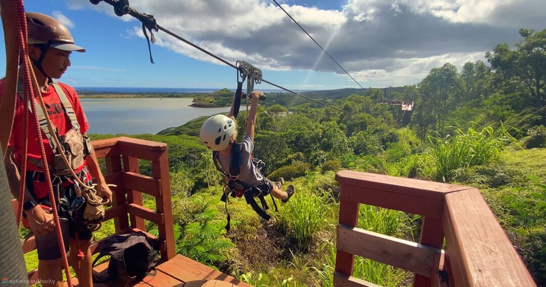 Kauai Zipline Taking Off